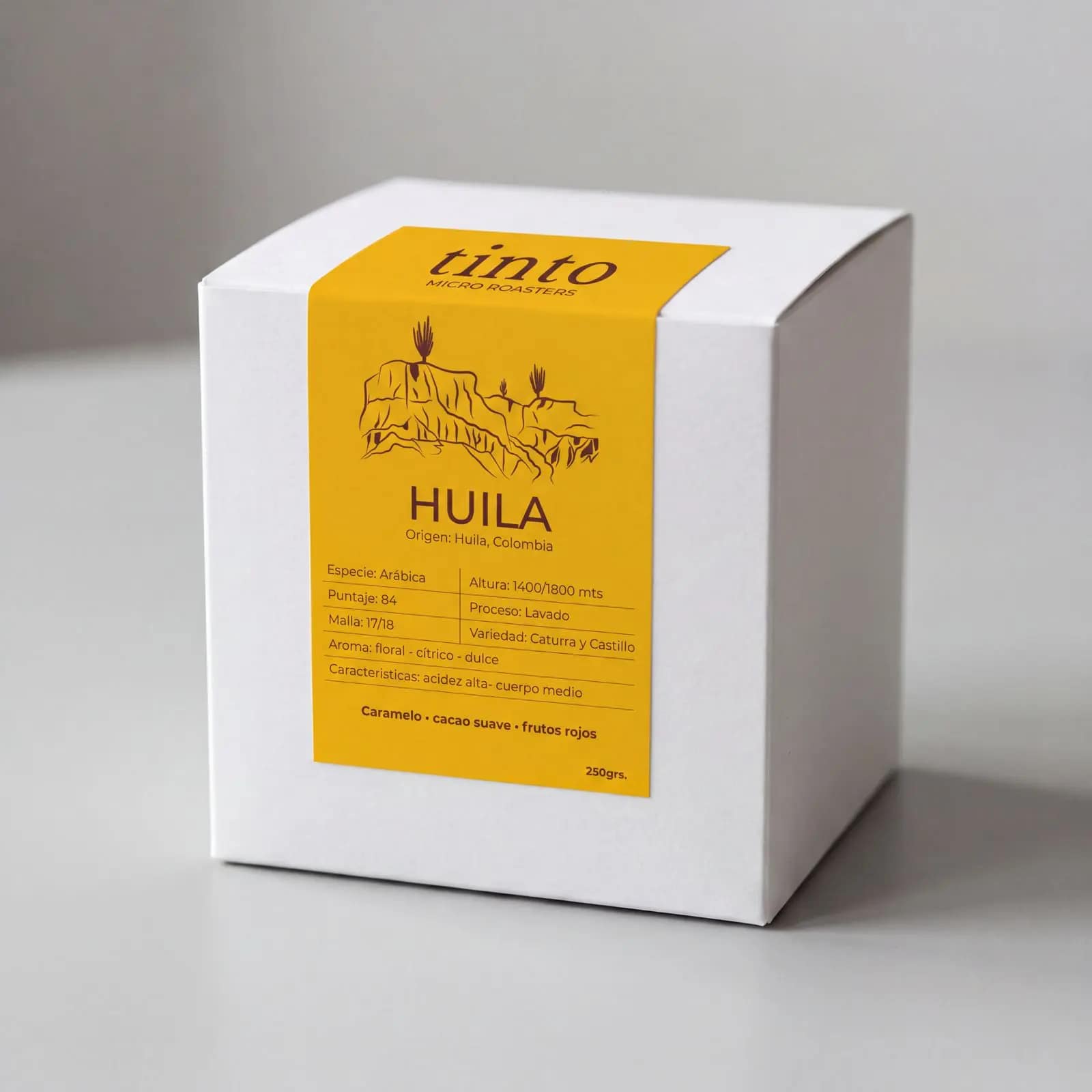 Caja de café Colombia Huila, origen Huila Colombia - Tinto Café